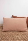 HOUSSE DE COUSSIN 40X65 CM  EN LIN LAVÉ GLAISE AVEC GARNISSAGE