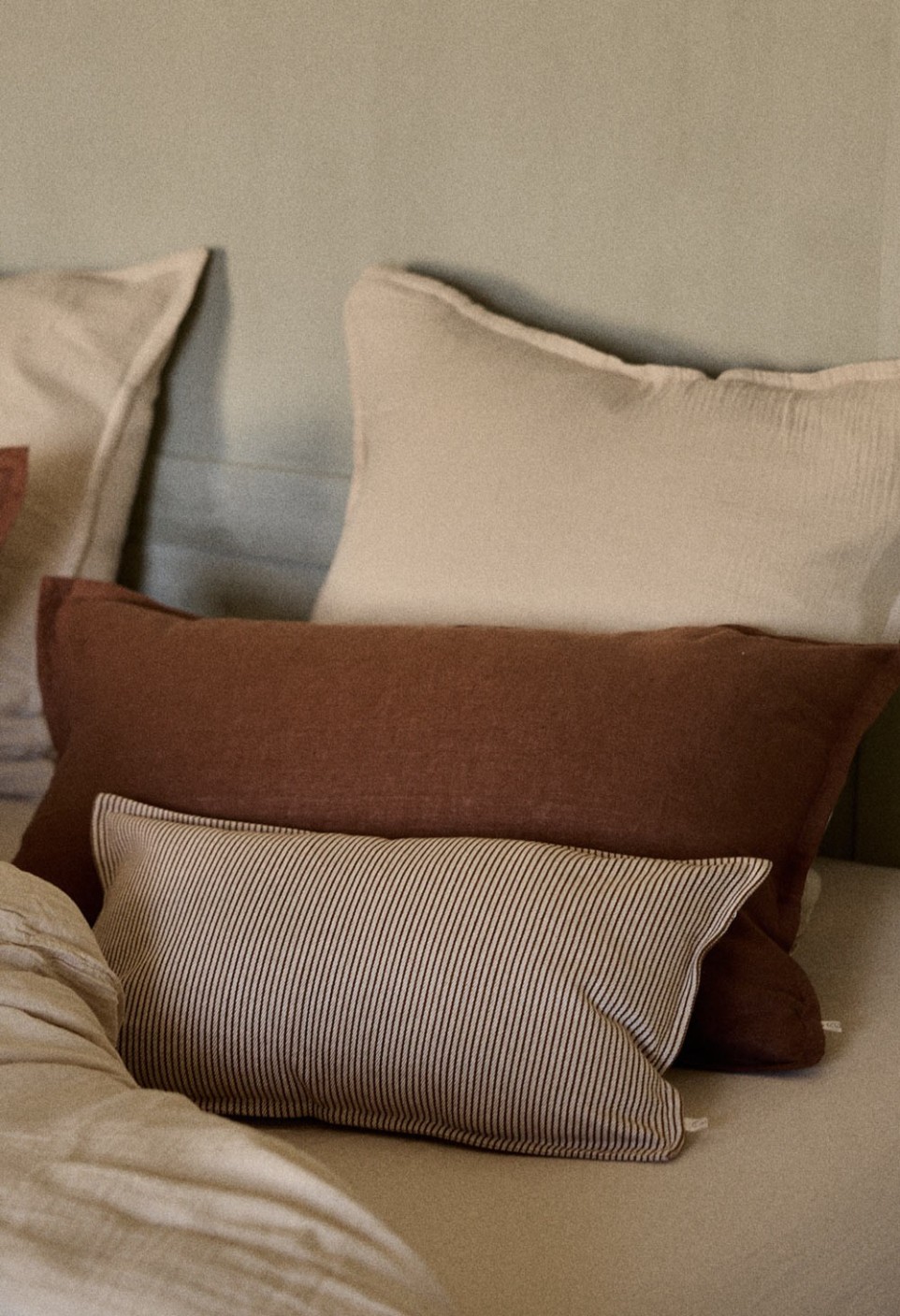 HOUSSE DE COUSSIN 30X50 CM  RAYURES ARGILE AVEC GARNISSAGE_MARKETPLACE