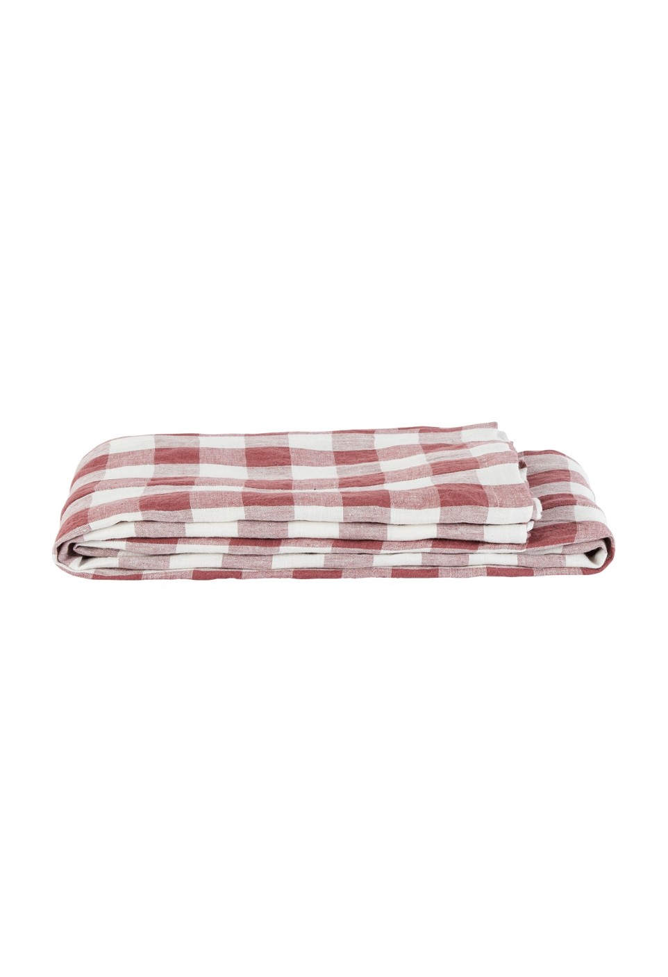 NAPPE EN LIN LAVÉ  VICHY CARMIN