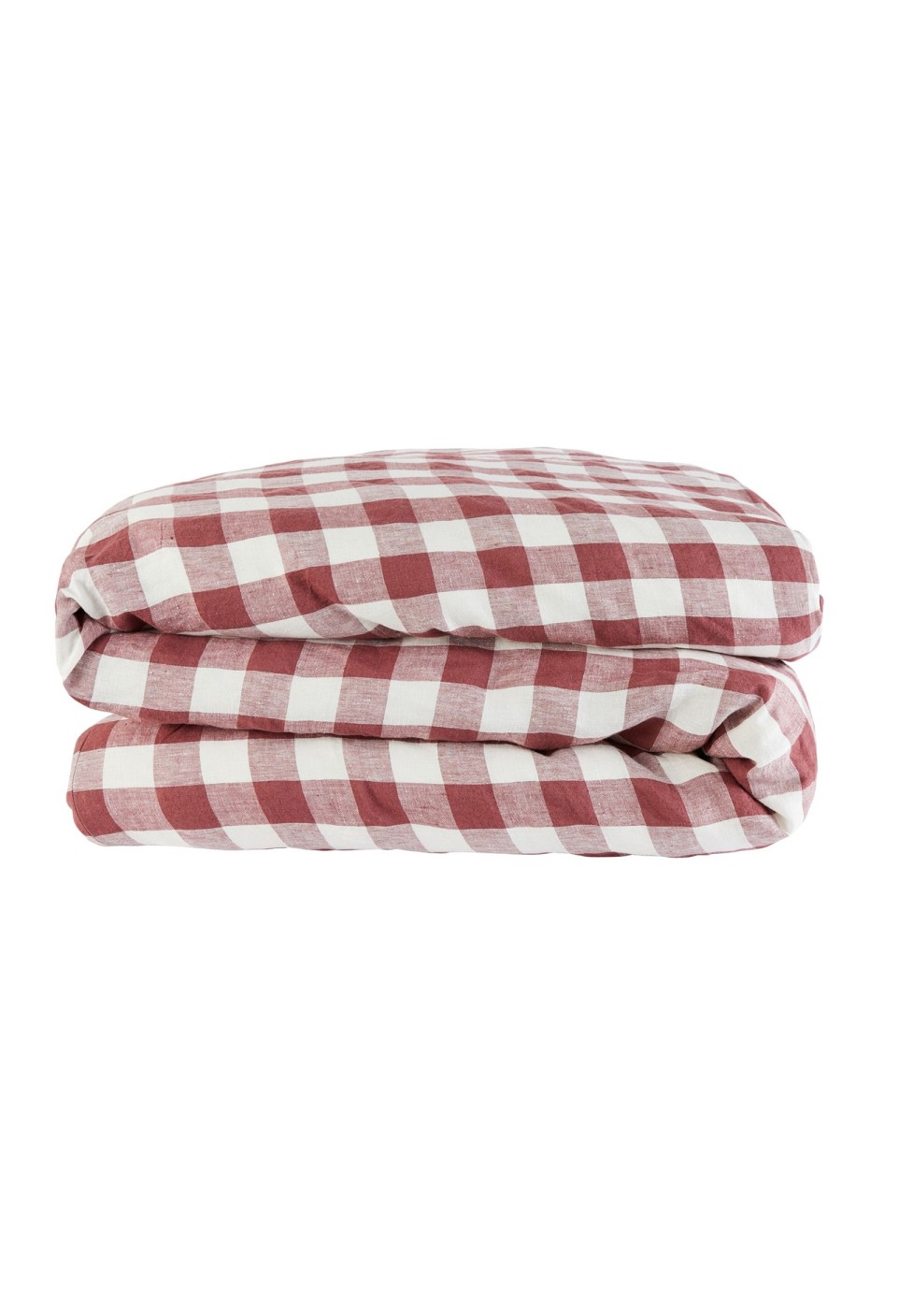 1 PERSON LINEN DUVET COVER  VICHY CARMIN