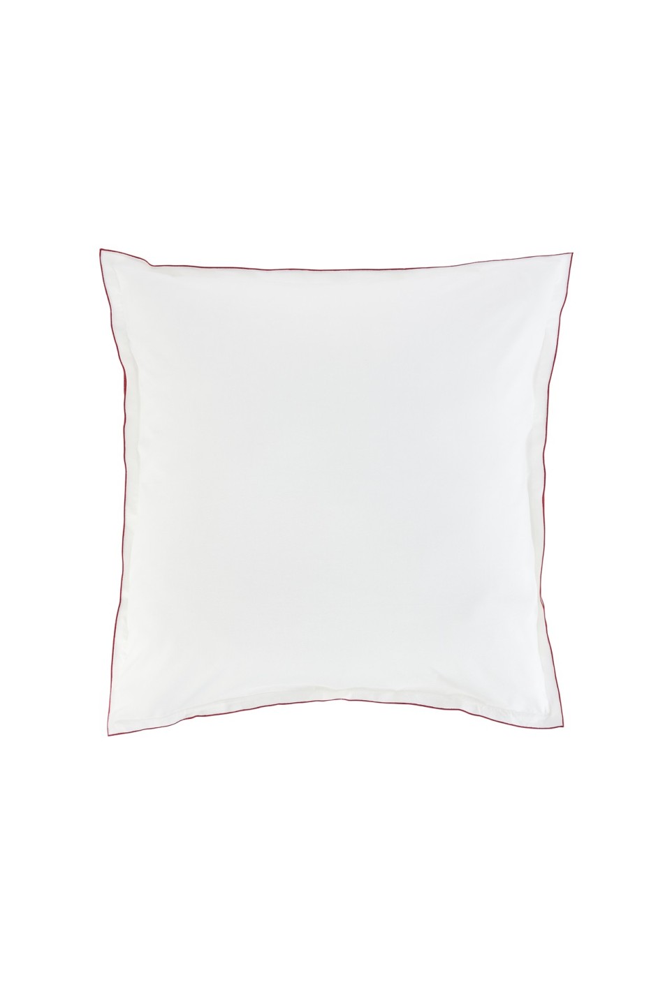 TAIE D'OREILLER  EN COTON BAMBOU LISERÉ BORDEAUX_MARKETPLACE