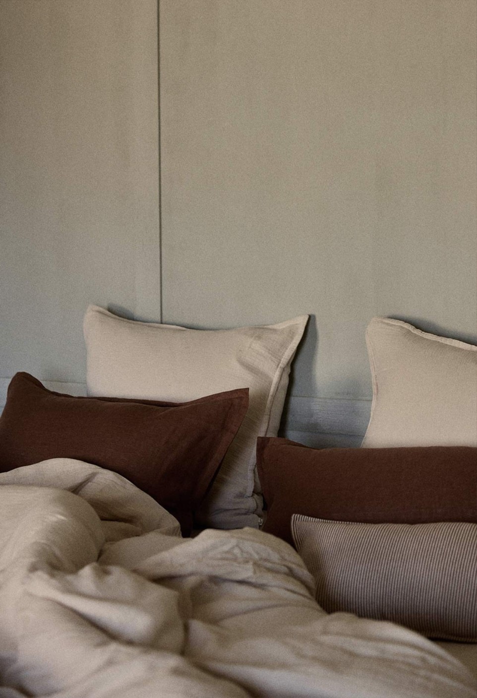 LINEN PILLOWCASE & EUROSHAM  MOKA_MARKETPLACE