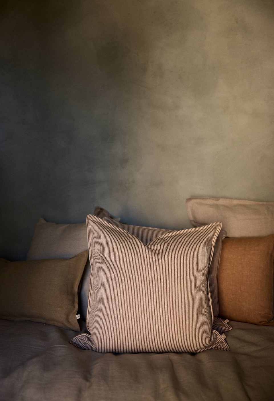 HOUSSE DE COUSSIN 50X50 CM  RAYURES ARGILE_MARKETPLACE