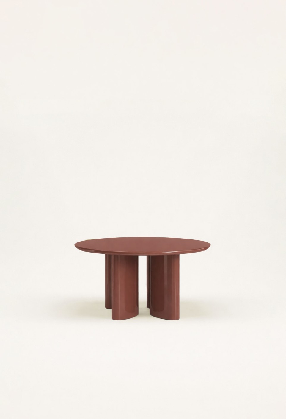 JOE ROUND DINING TABLE  CRANBERRY LACQUERED WOOD
