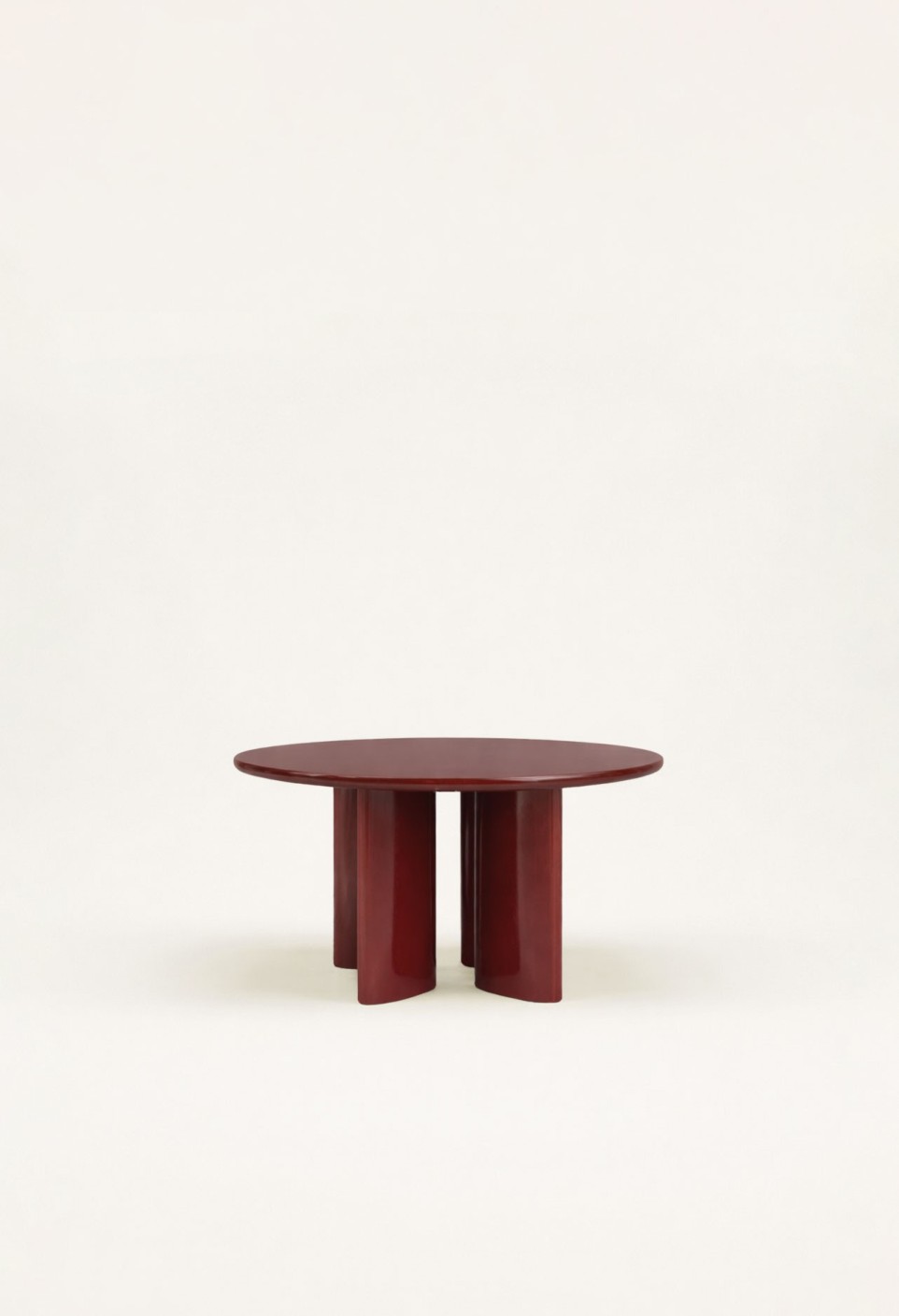 JOE ROUND DINING TABLE  BURGUNDY LACQUERED WOOD