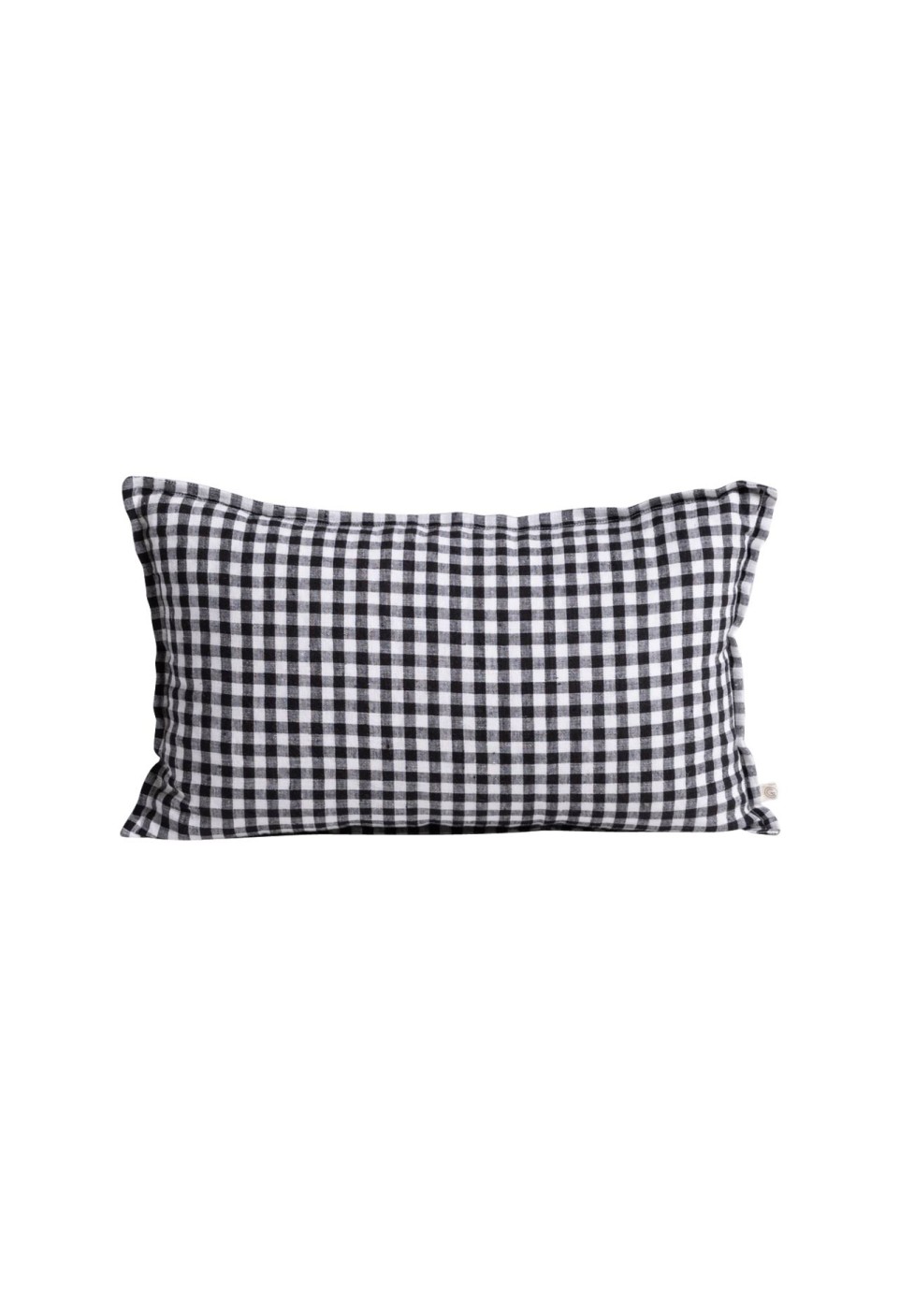 30x50 cm Cushion Cover Washed Linen Vichy Black