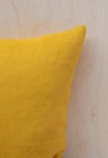 washed linen cushion camel tabac