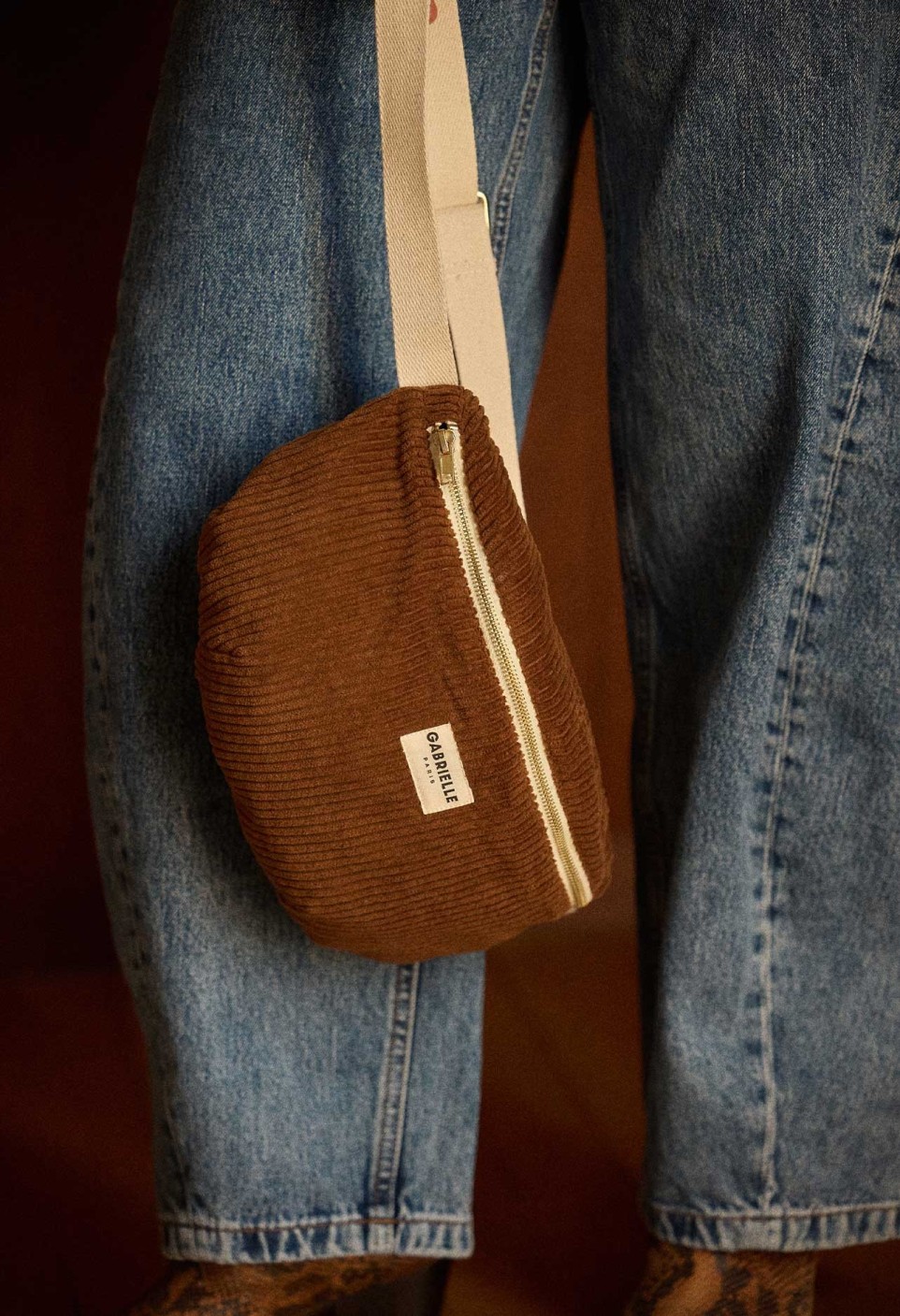 SAC BANANE  EN VELOURS CAMEL_MARKETPLACE