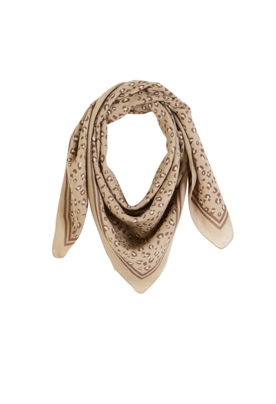 FOULARD EN LAINE  LÉOPARD BEIGE