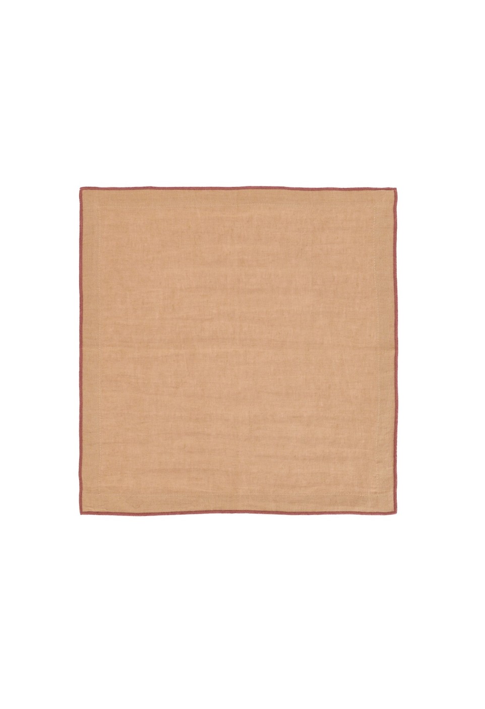 WASHED LINEN NAPKIN  TABAC LISERÉ GRENAT