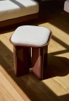LAZARE POUF  CRANBERRY LACQUERED WOOD