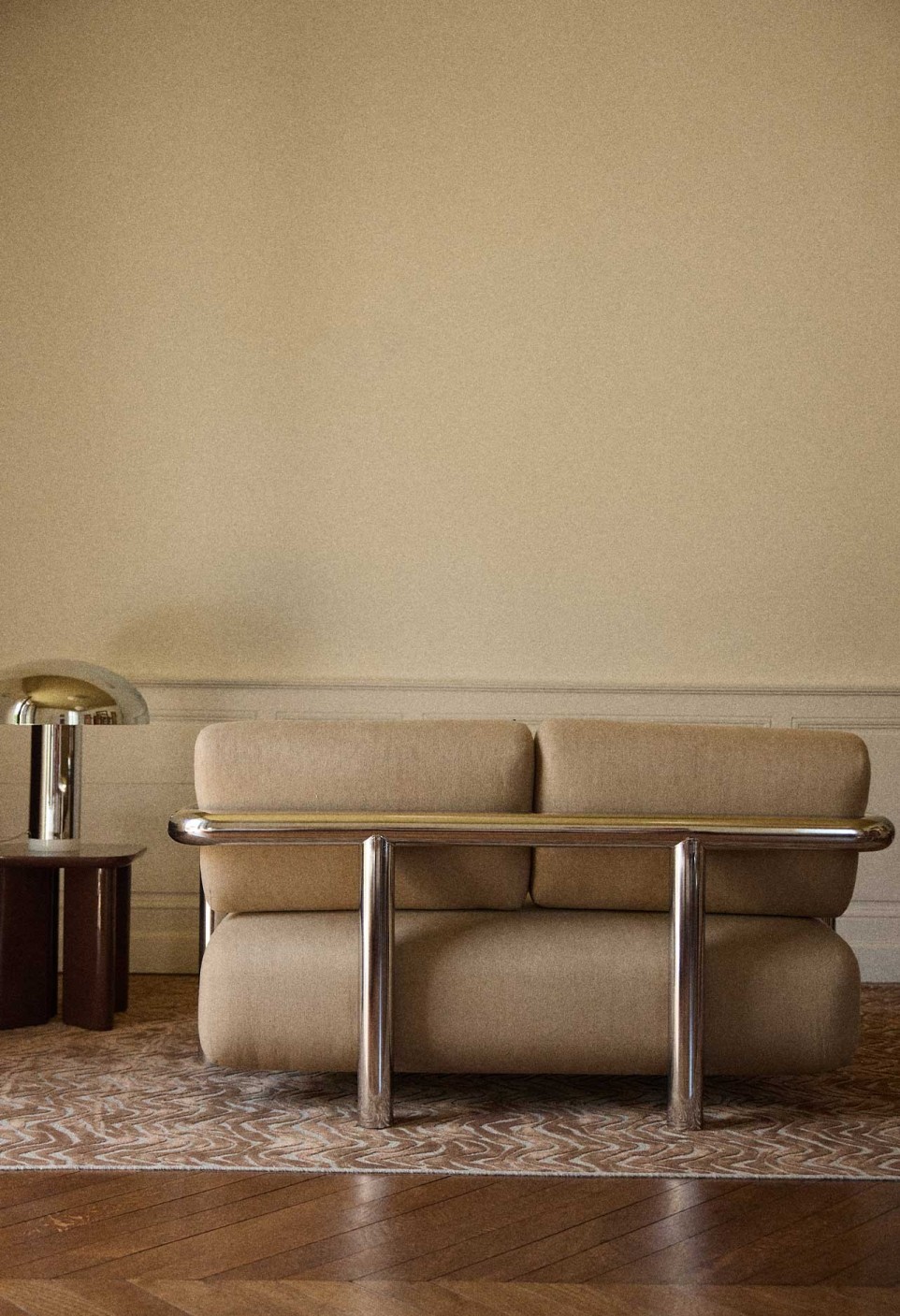 CLAUDE BENCH  POLISHED STAINLESS STEEL
