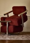 FAUTEUIL CLAUDE 70  INOX POLI VELOURS JASPE
