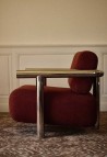 FAUTEUIL CLAUDE 70  INOX POLI VELOURS JASPE