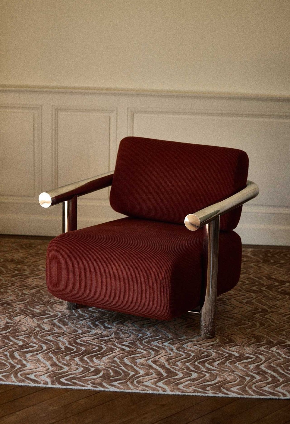 70 CLAUDE ARMCHAIR  POLISHED STAINLESS STEEL