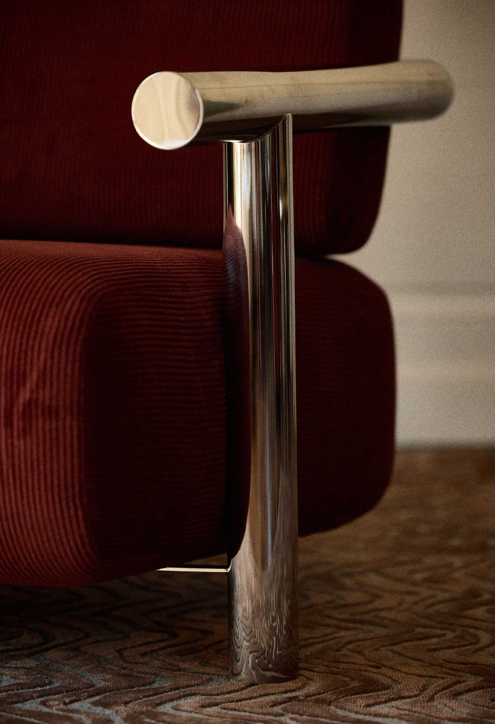 FAUTEUIL CLAUDE 70  INOX POLI VELOURS JASPE