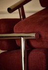 FAUTEUIL CLAUDE 70  INOX POLI VELOURS JASPE