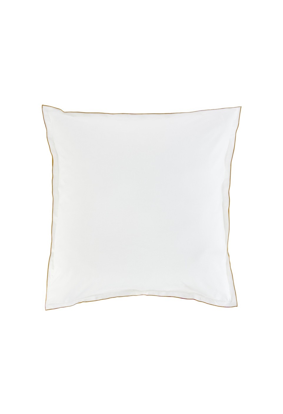 TAIE D'OREILLER  EN COTON BAMBOU LISERÉ CAMEL