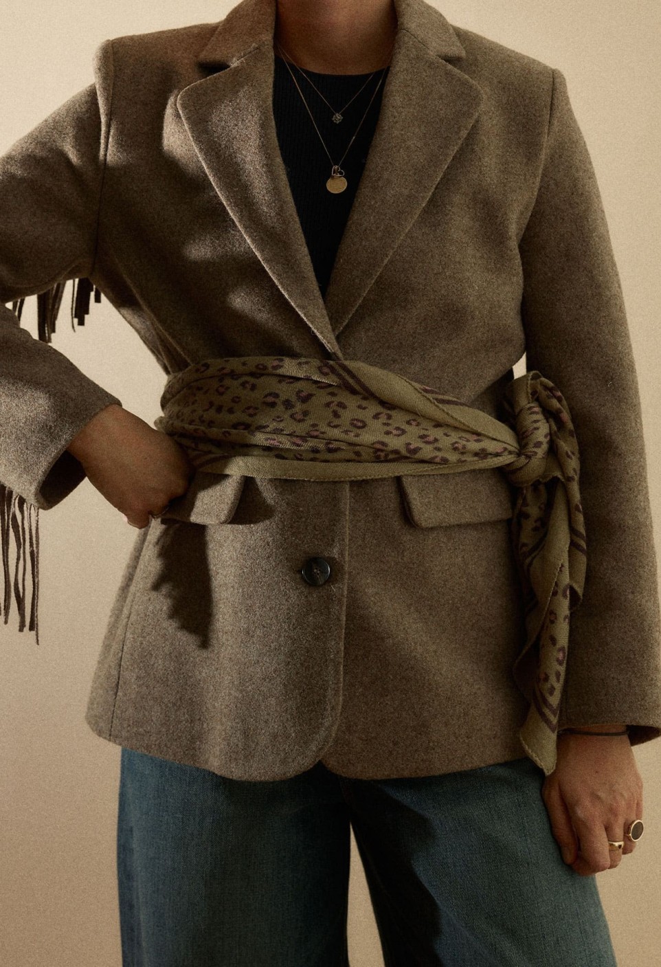 WOOL SCARF  LEOPARD AMBRE