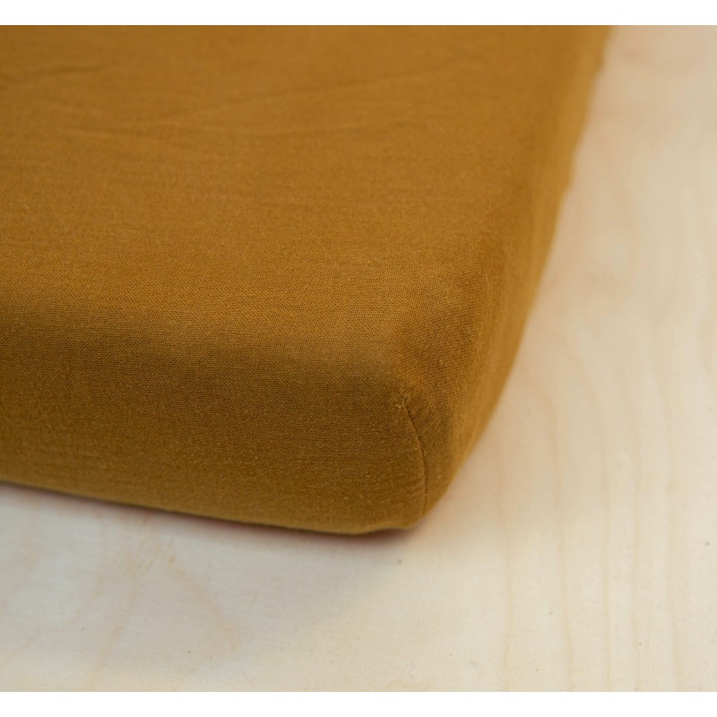 COTTON GAUZE FITTED SHEET AMBRE