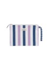 Indigo Striped Cotton Pouch with Handle