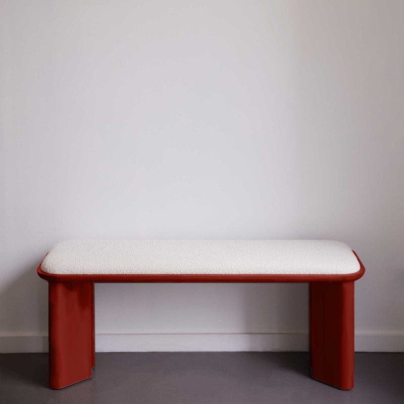 LAZARE BENCH BURGUNDY LACQUERED WOOD