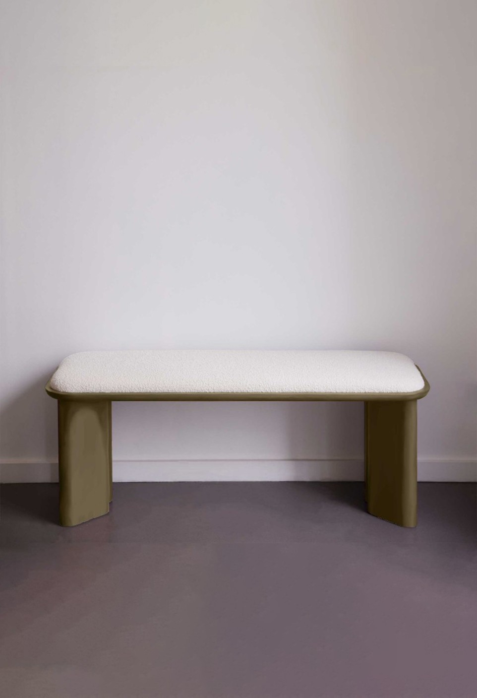 Banc 2 accoudoirs tissu gris bois laqué blanc Norah